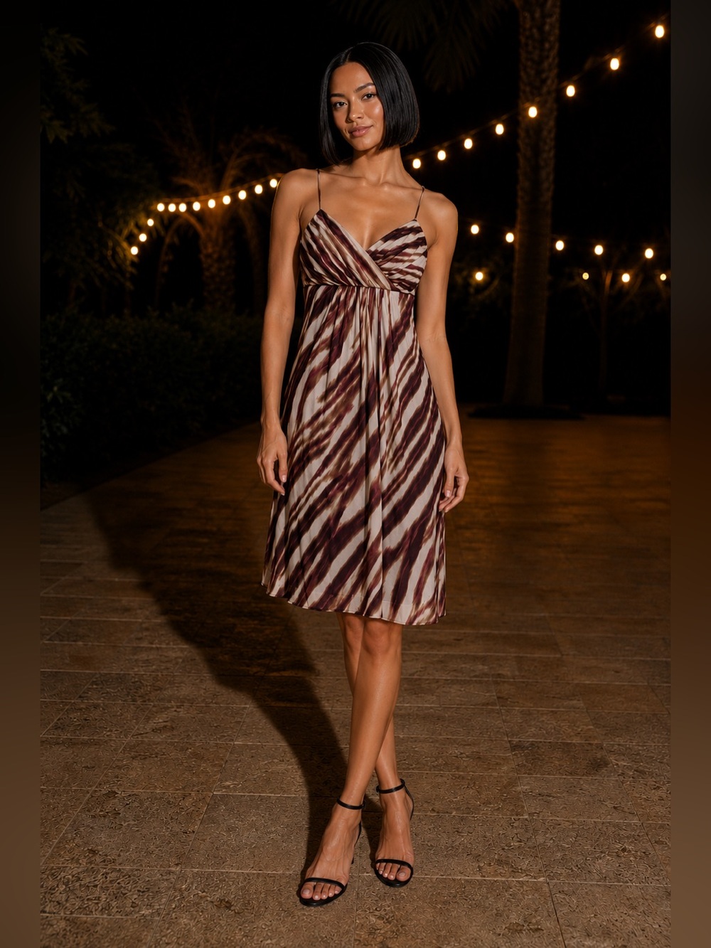 Ann Taylor Brown & Burgundy Zebra Print Dress • size 10